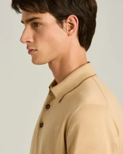 COTTON KNIT SHORT SLEEVED POLO SHIRT IN ROPE AND BRICK COLOUR
