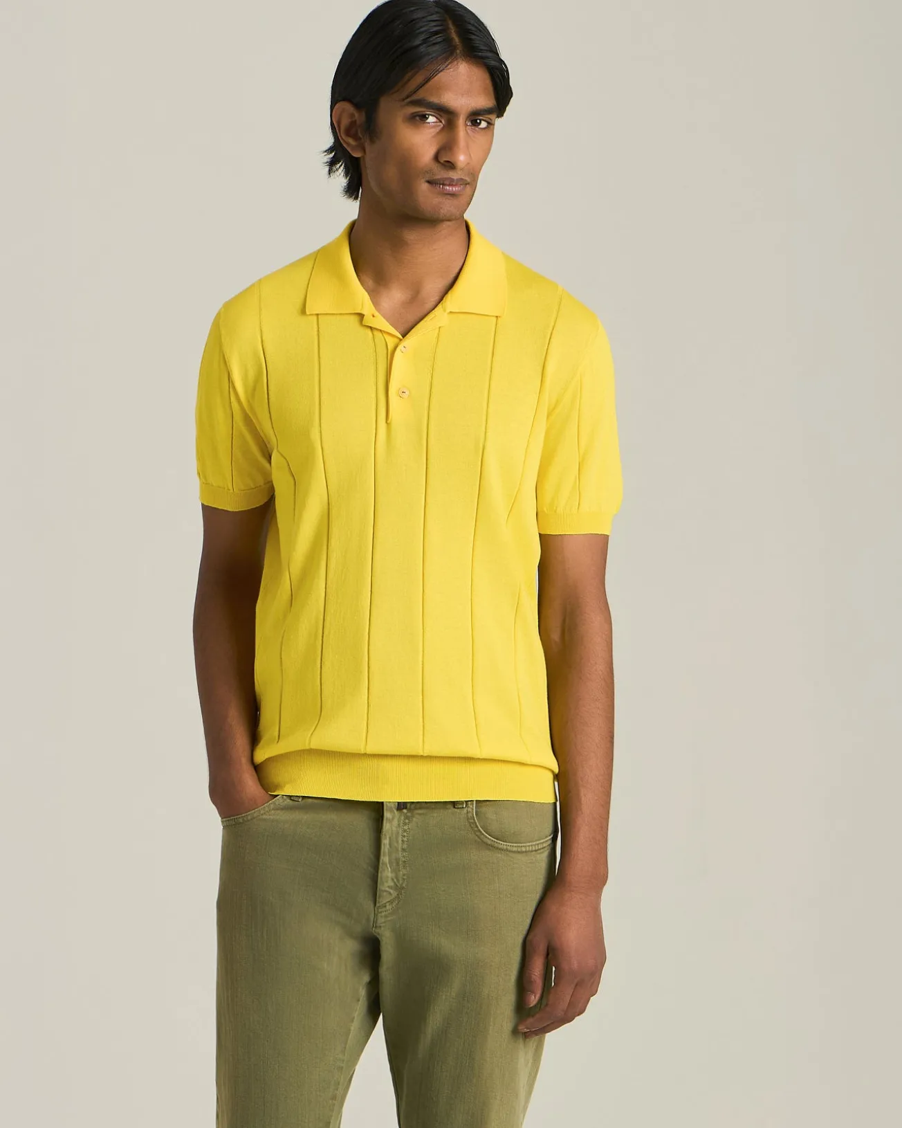 COTTON POLO SHIRT WITH RIBBED PATTERN