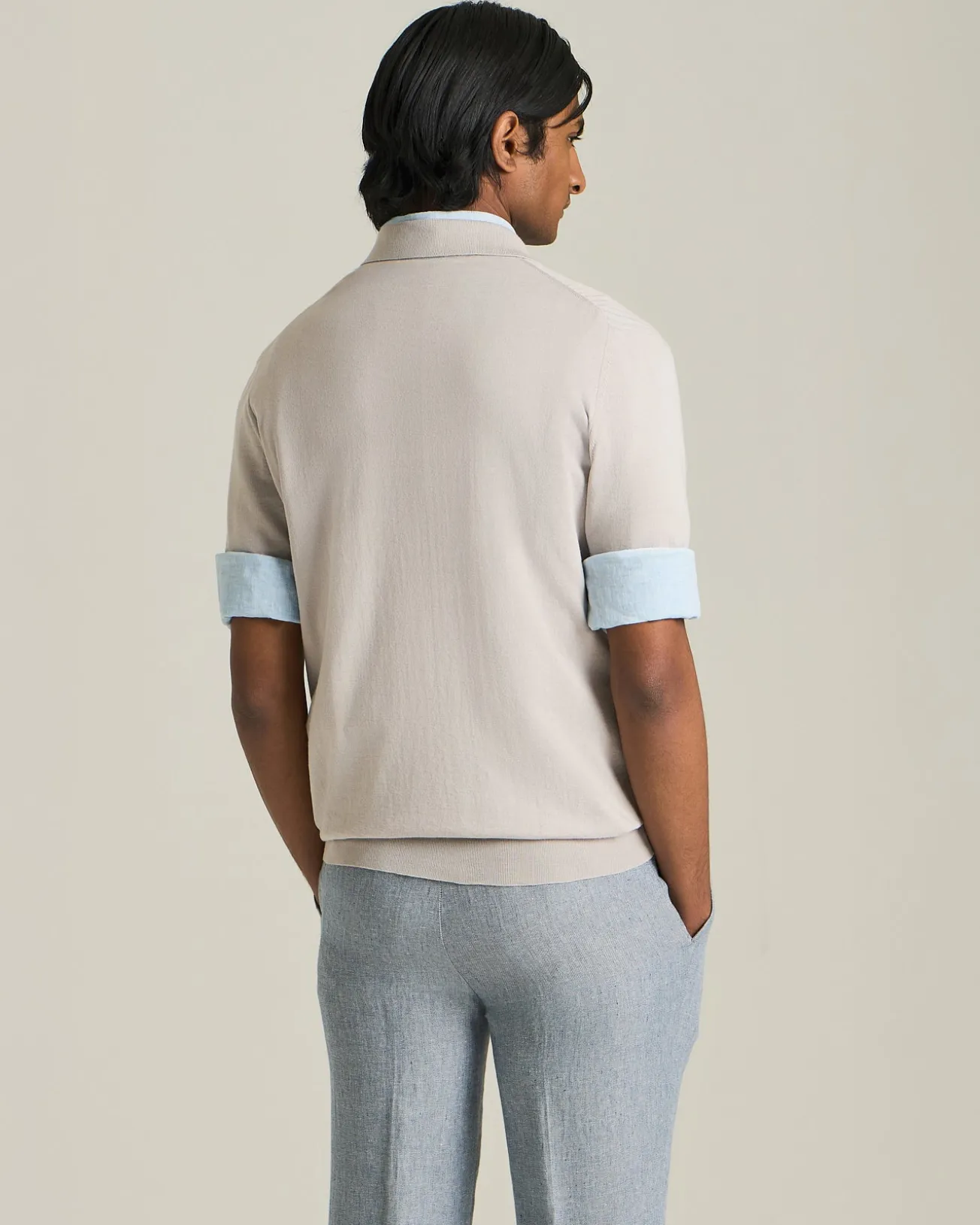 COTTON POLO SHIRT WITH SIMPLE RIBBED PATTERN