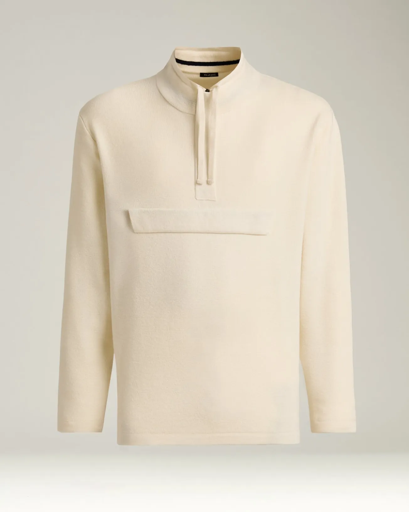 CREAM PURE CASHMERE MOCK-NECK SWEATSHIRT WITH FRONT POCKET