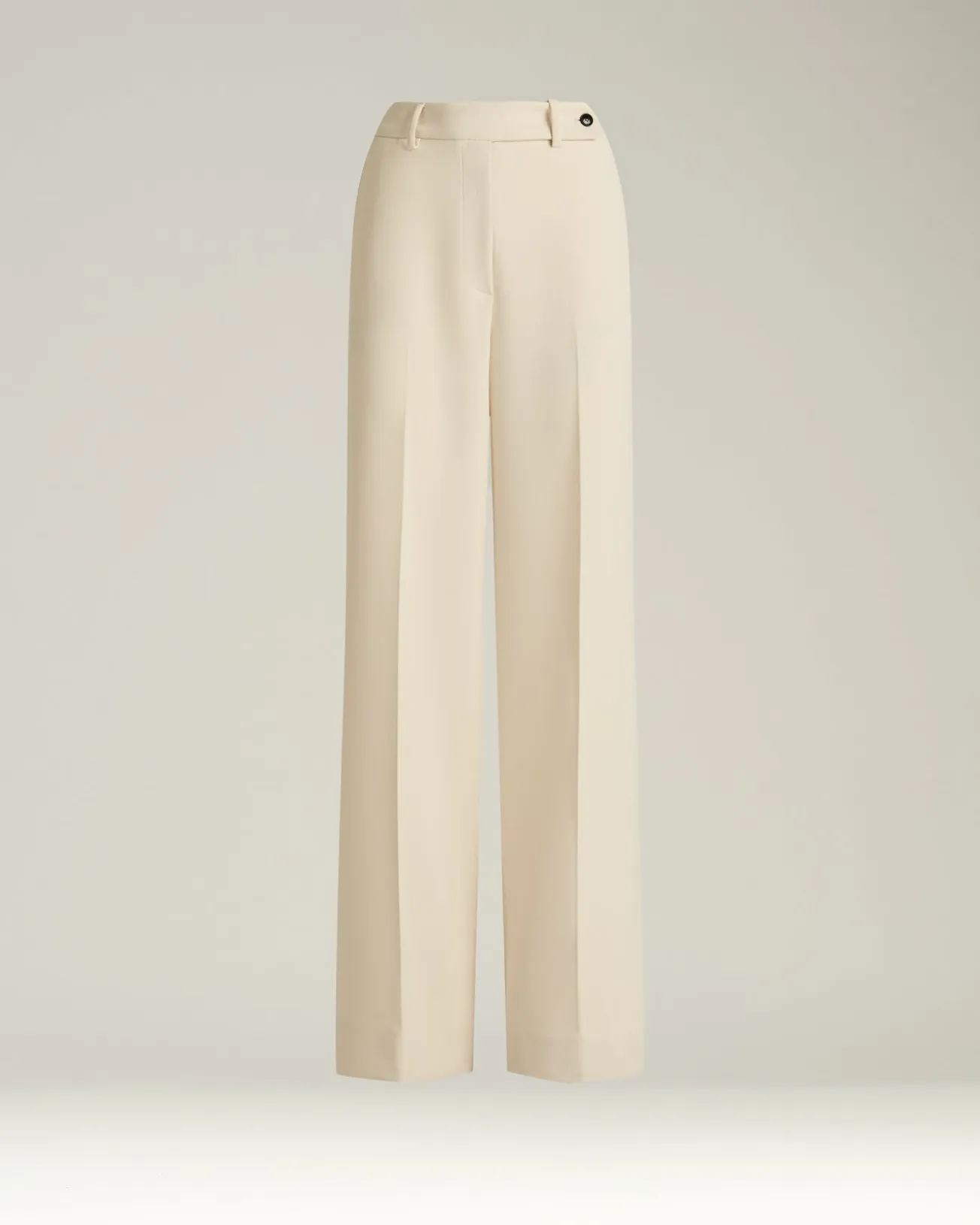 CREAM WHITE WIDE-LEG TROUSERS IN TECHNICAL FABRIC