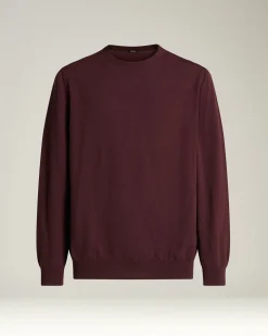 CREW NECK SWEATER IN PURE CASHMERE BURGUNDY