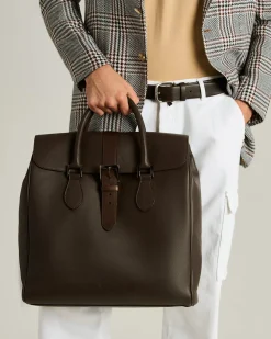 DARK BROWN FULL-GRAIN CALFSKIN SHOPPING BAG