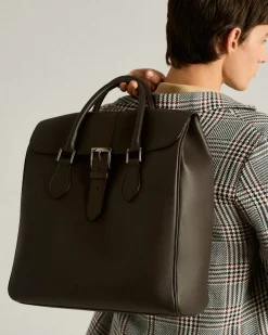 DARK BROWN FULL-GRAIN CALFSKIN SHOPPING BAG