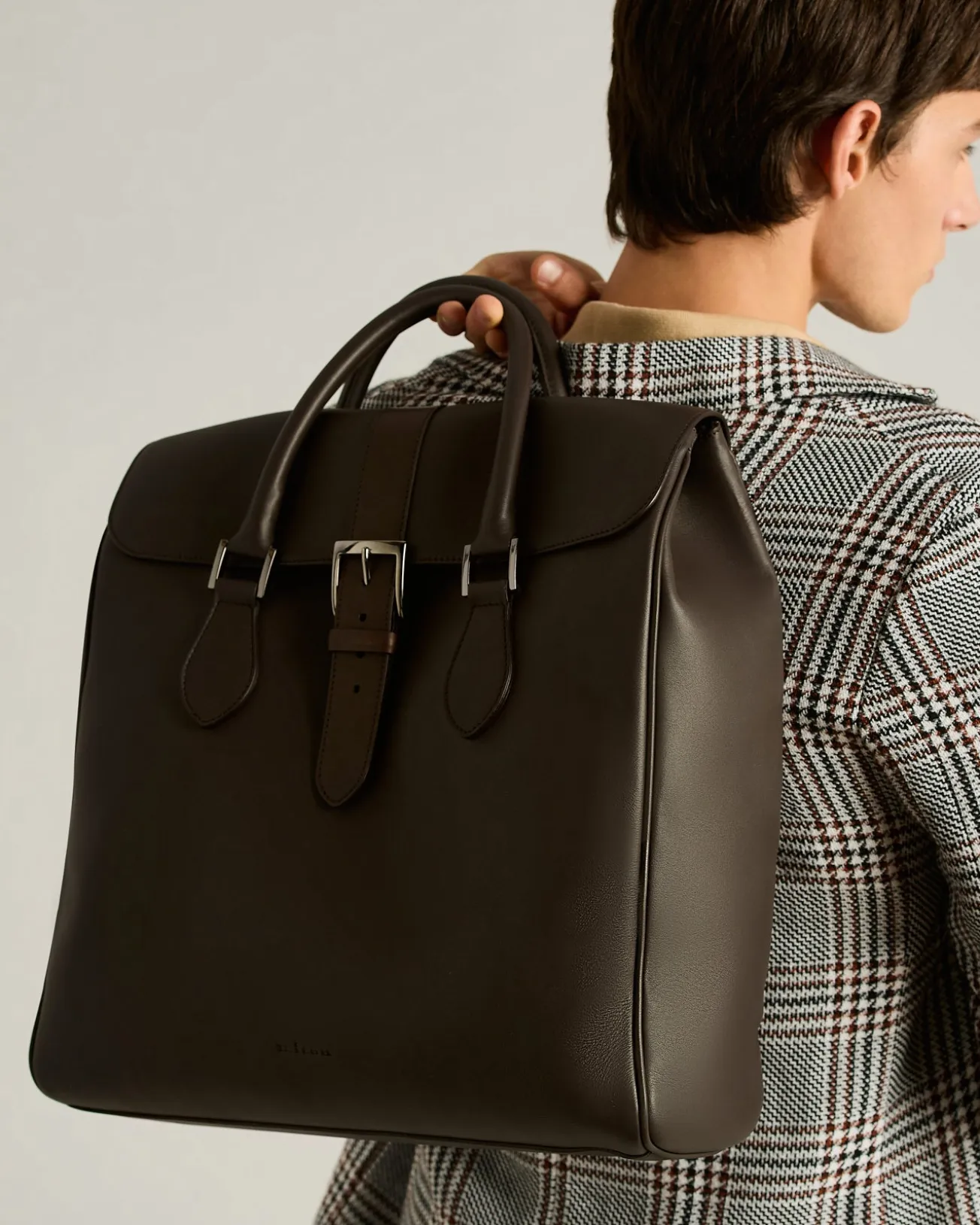 DARK BROWN FULL-GRAIN CALFSKIN SHOPPING BAG