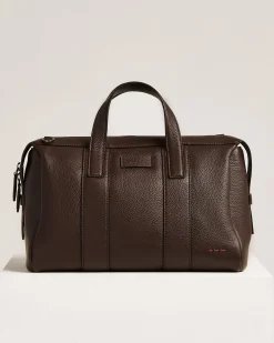 DARK BROWN STAG-LEATHER TRAVEL BAG
