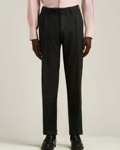 DARK GREY SINGLE-BREASTED WOOL AND CASHMERE PINSTRIPE SUIT