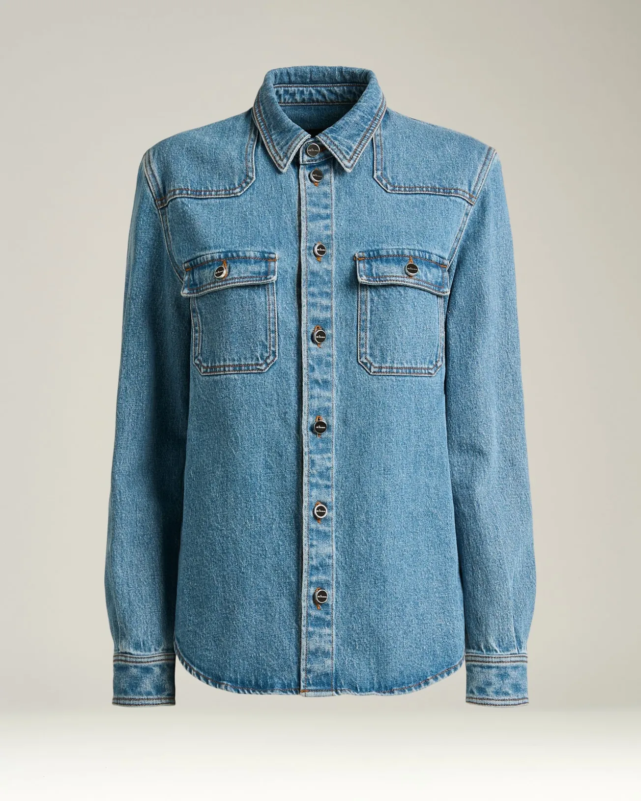 DENIM SHIRT MEDIUM BLUE STRETCH WITH POCKETS