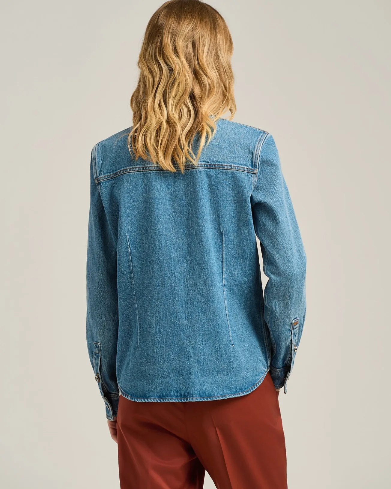 DENIM SHIRT MEDIUM BLUE STRETCH WITH POCKETS