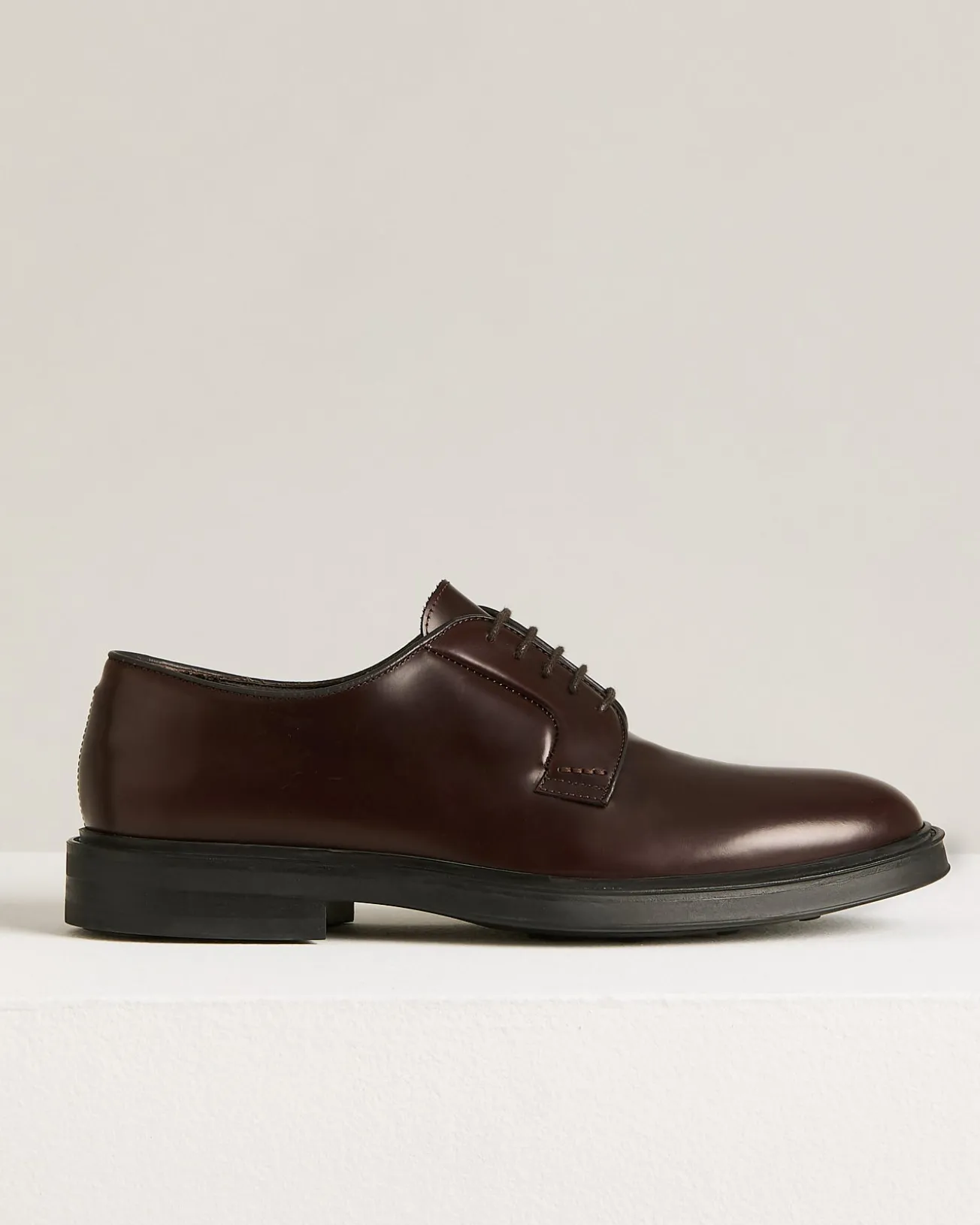 DERBY IN SMOOTH CALFSKIN BORDEAUX WITH RUBBER SOLE