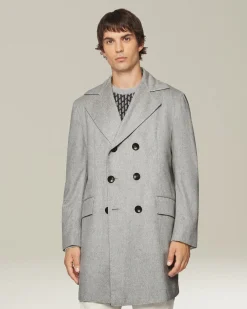 DOUBLE-BREASTED BRUSHED CASHMERE COAT