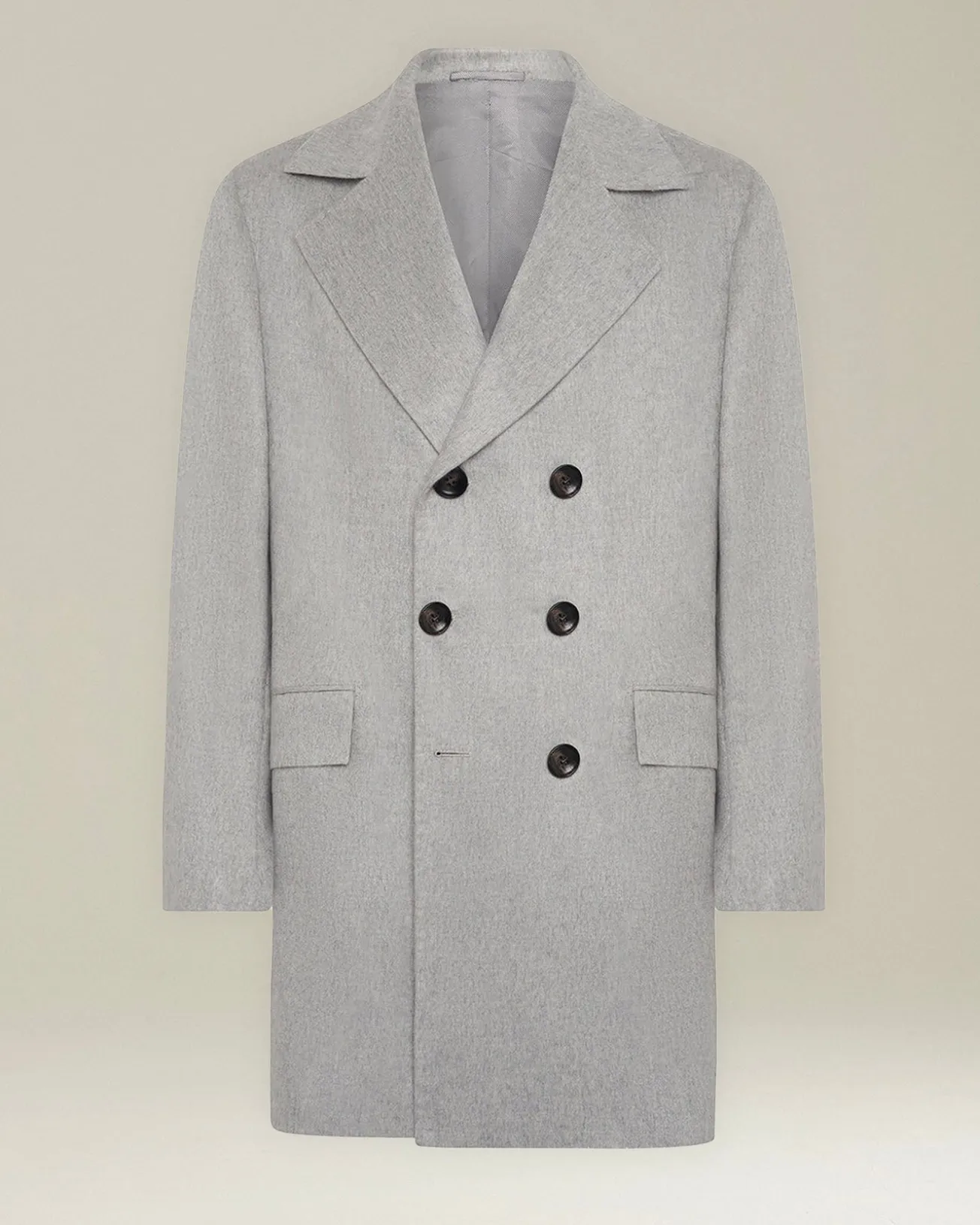 DOUBLE-BREASTED BRUSHED CASHMERE COAT