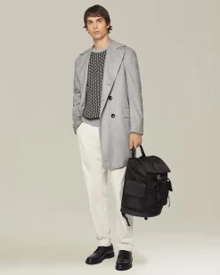 DOUBLE-BREASTED BRUSHED CASHMERE COAT