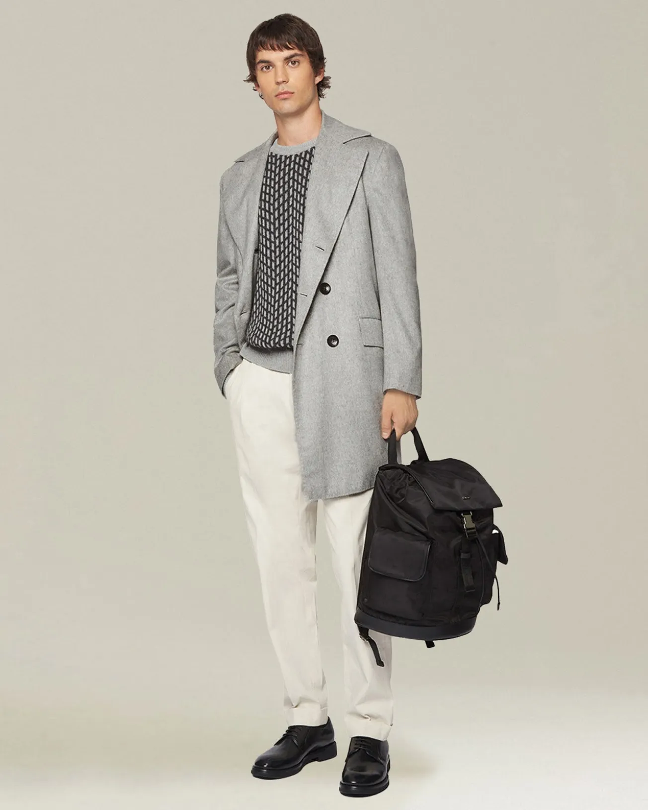 DOUBLE-BREASTED BRUSHED CASHMERE COAT