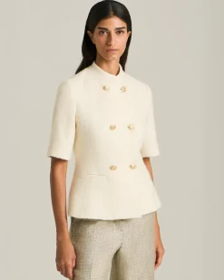 DOUBLE-BREASTED CASHMERE AND SILK BLAZER