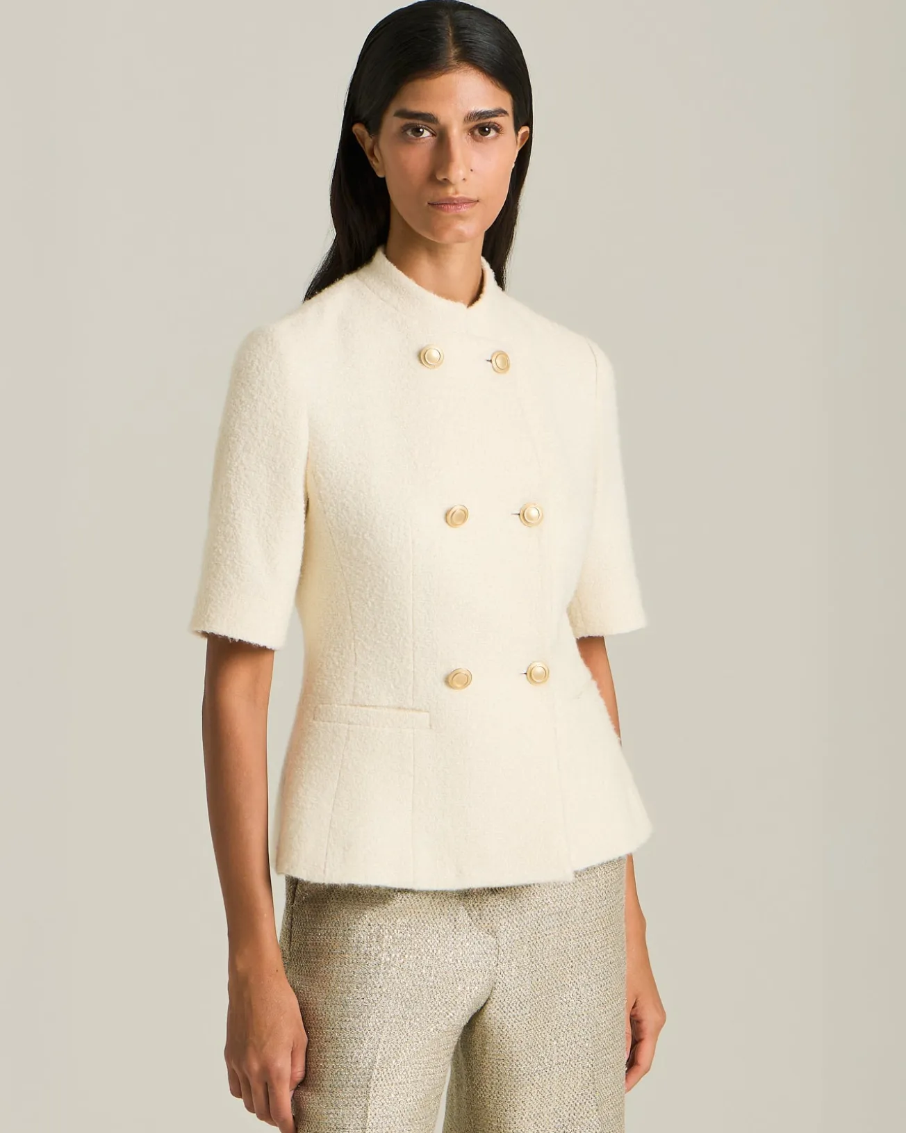 DOUBLE-BREASTED CASHMERE AND SILK BLAZER