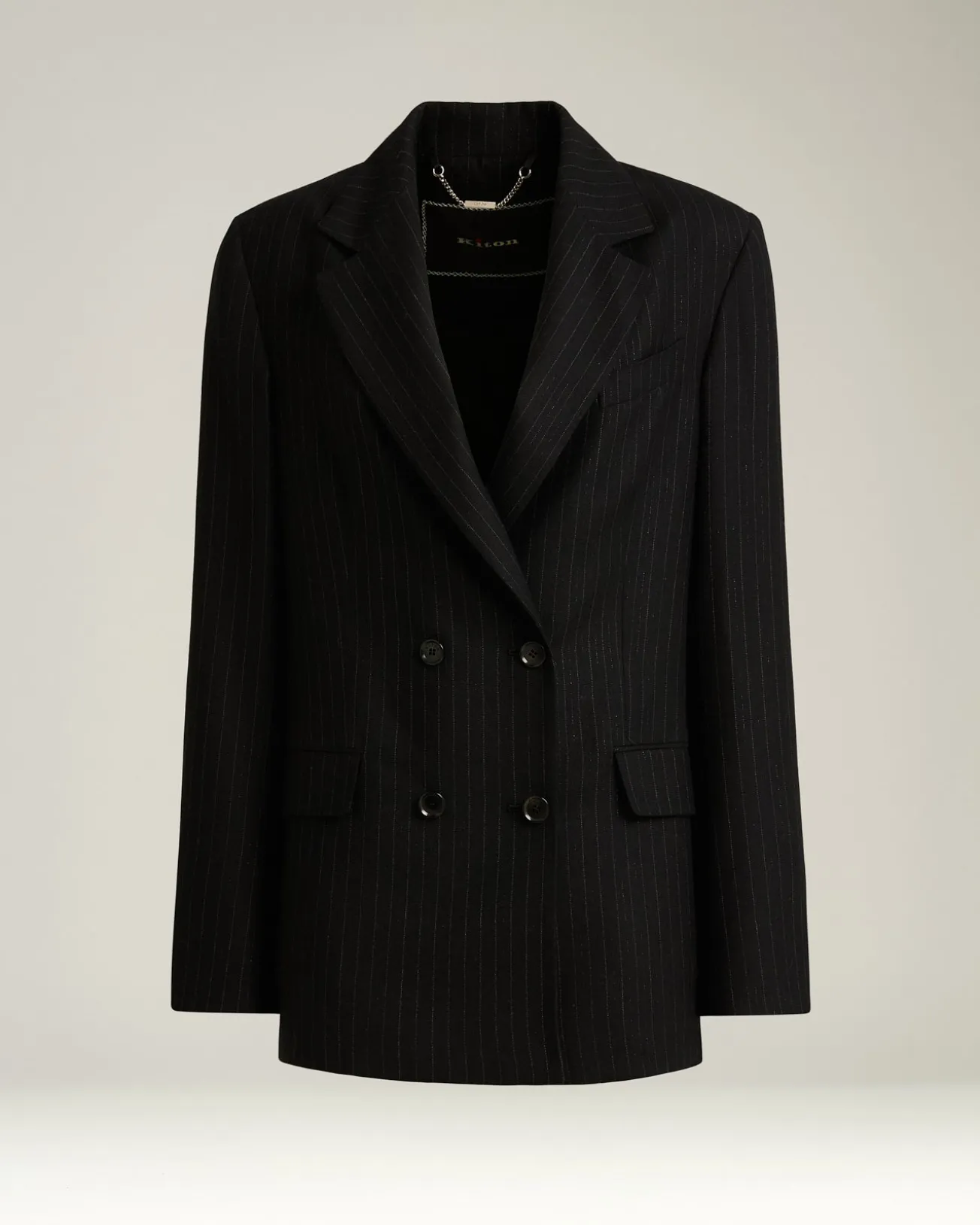 DOUBLE-BREASTED PINSTRIPE WOOL JACKET