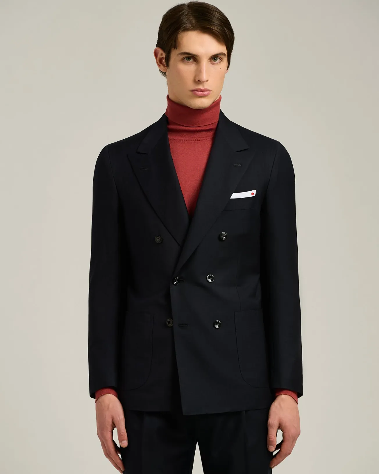 DOUBLE-BREASTED SUIT "MONOCHROME" IN PURE BLUE WOOL