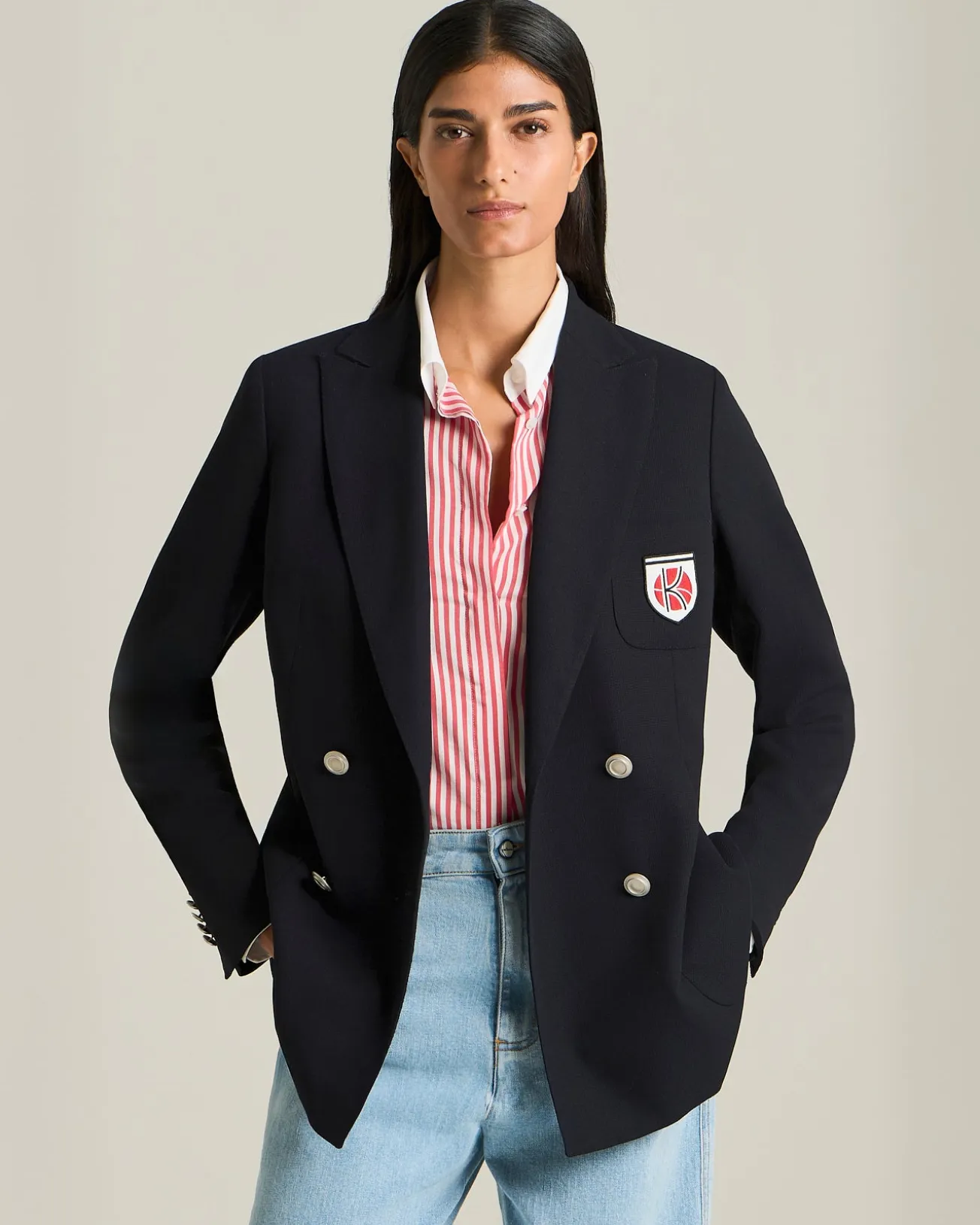 DOUBLE-BREASTED WOOL BLAZER - TENNIS CAPSULE COLLECTION