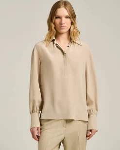 ELEGANT CREAM WHITE SILK BLOUSE
