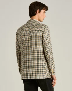 FIBER BLEND SINGLE-BREASTED JACKET WITH TAILORED MICRO PATTERN IN BEIGE CASHMERE