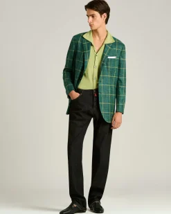 FINE BLEND CHECKED SINGLE-BREASTED JACKET