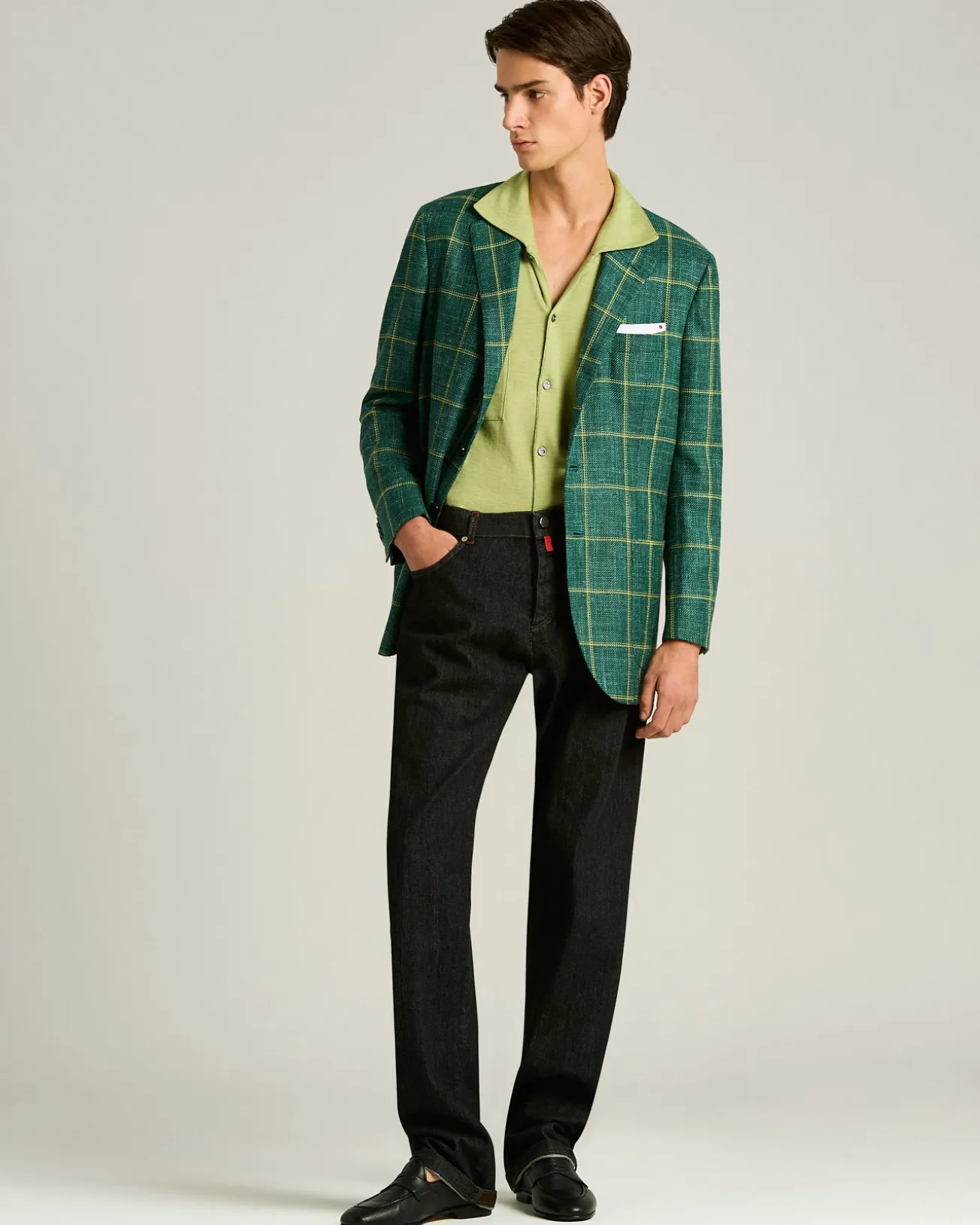 FINE BLEND CHECKED SINGLE-BREASTED JACKET