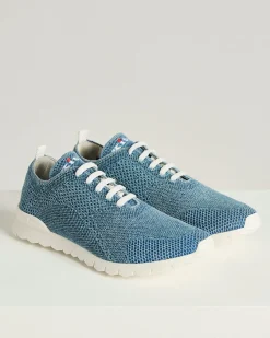 FITS COTTON KNIT SNEAKERS DENIM BLUE WITH CALFSKIN LINING