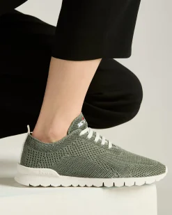 FITS SNEAKERS LIGHT GREEN COTTON UPPER AND CALFSKIN LINING