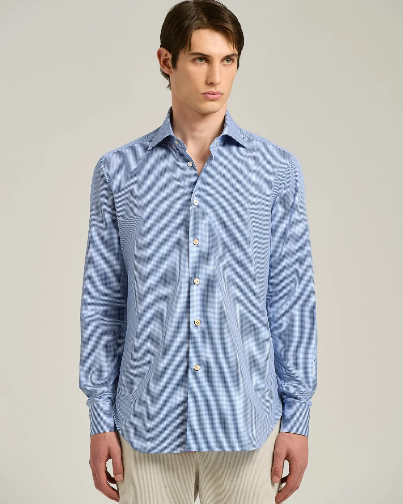 FORMAL' REGULAR FIT SHIRT IN LIGHT BLUE CHECKED COTTON