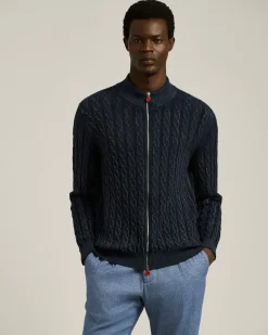 FULL-ZIP CARDIGAN IN MIDNIGHT BLUE CASHMERE