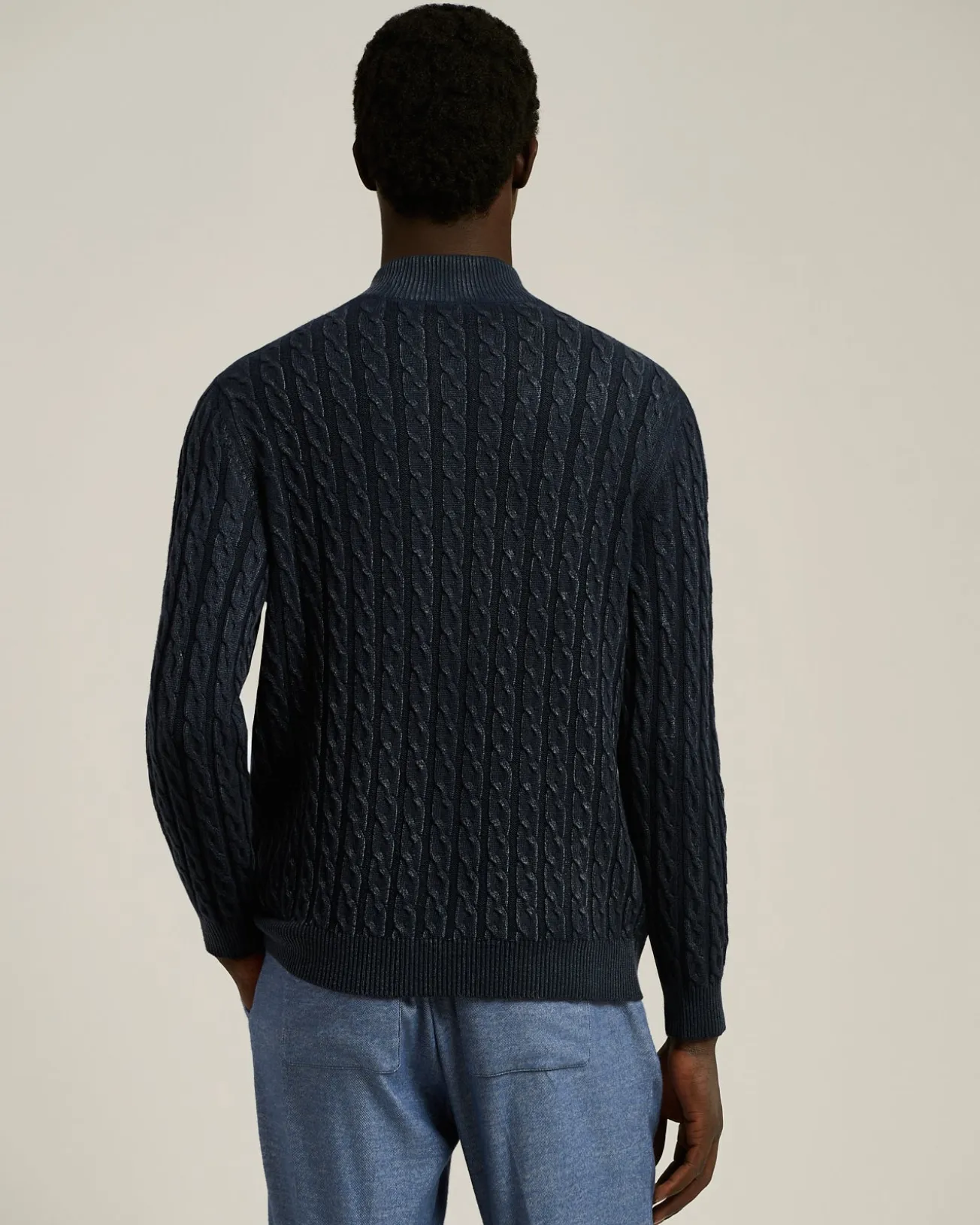 FULL-ZIP CARDIGAN IN MIDNIGHT BLUE CASHMERE