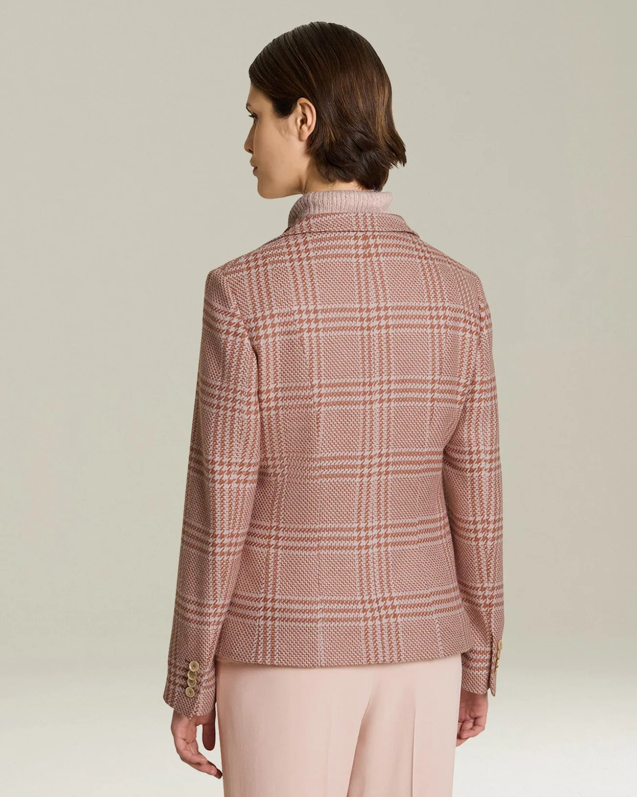 GLEN PLAID CASHMERE AND SILK BLAZER