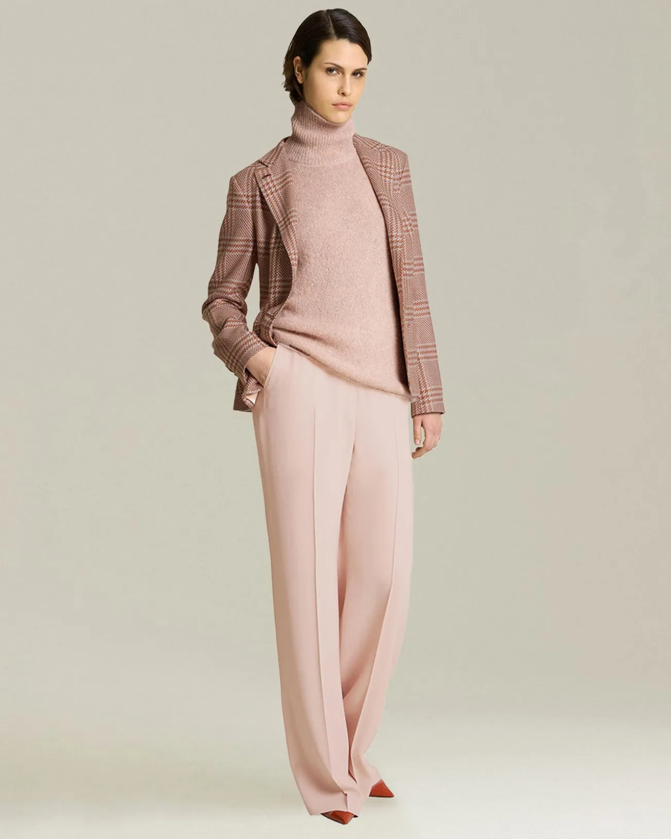 GLEN PLAID CASHMERE AND SILK BLAZER