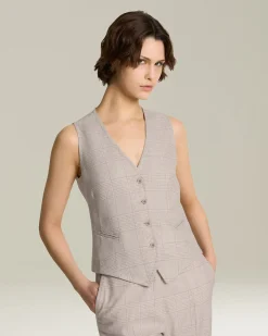 GLEN PLAID CASHMERE BLEND WAISTCOAT