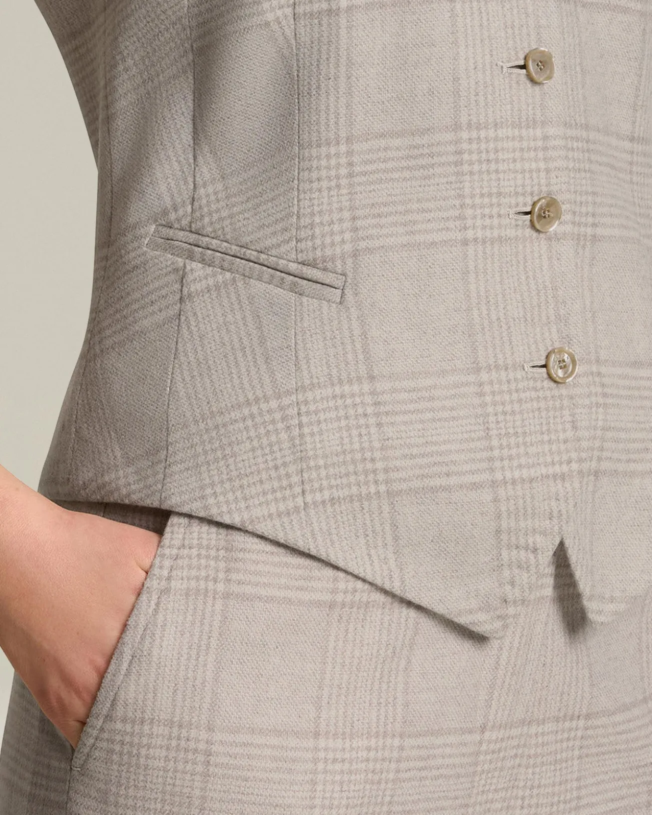 GLEN PLAID CASHMERE BLEND WAISTCOAT