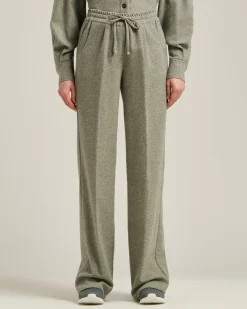 GRAY CASHMERE AND WOOL-BLEND WIDE-LEG TROUSERS WITH ELASTIC WAIST