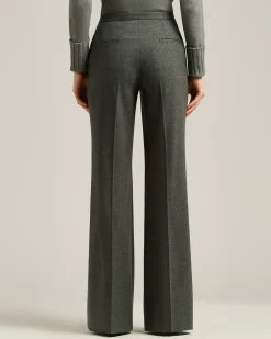 GRAY WIDE-LEG TROUSERS IN VIRGIN WOOL