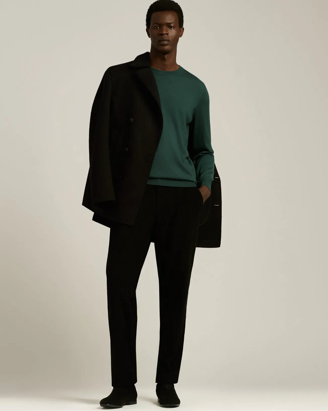 GREEN PINE CREWNECK SWEATER IN CASHMERE AND SILK