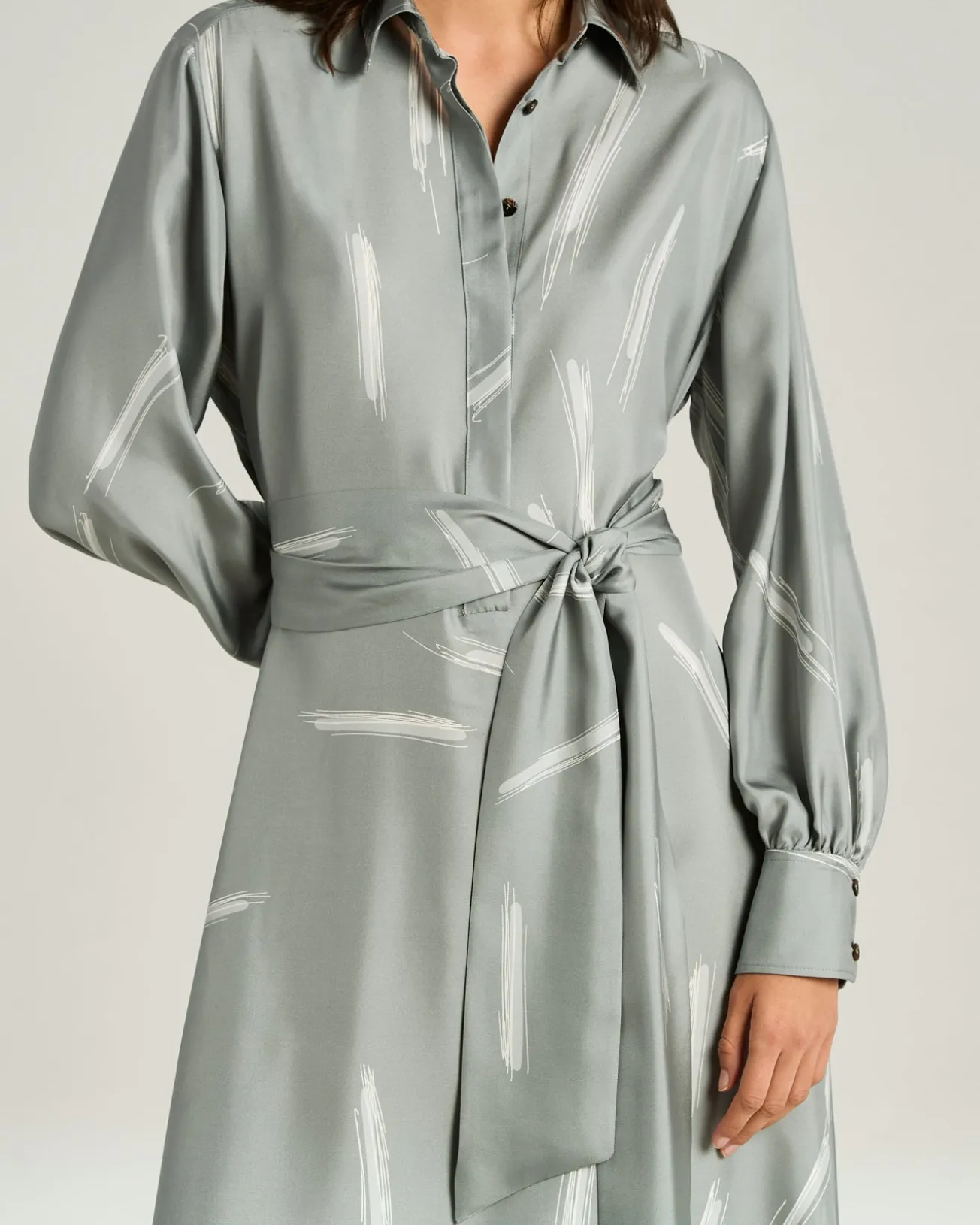 GREY SILK SATIN DRESS