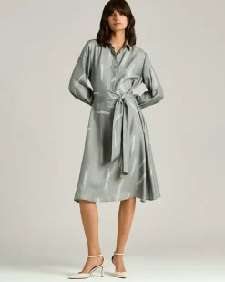 GREY SILK SATIN DRESS
