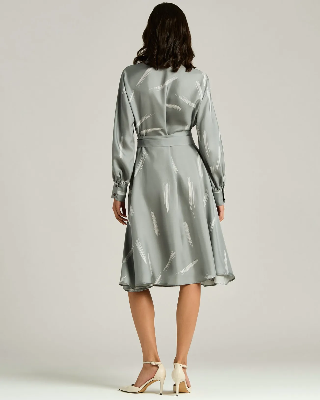 GREY SILK SATIN DRESS
