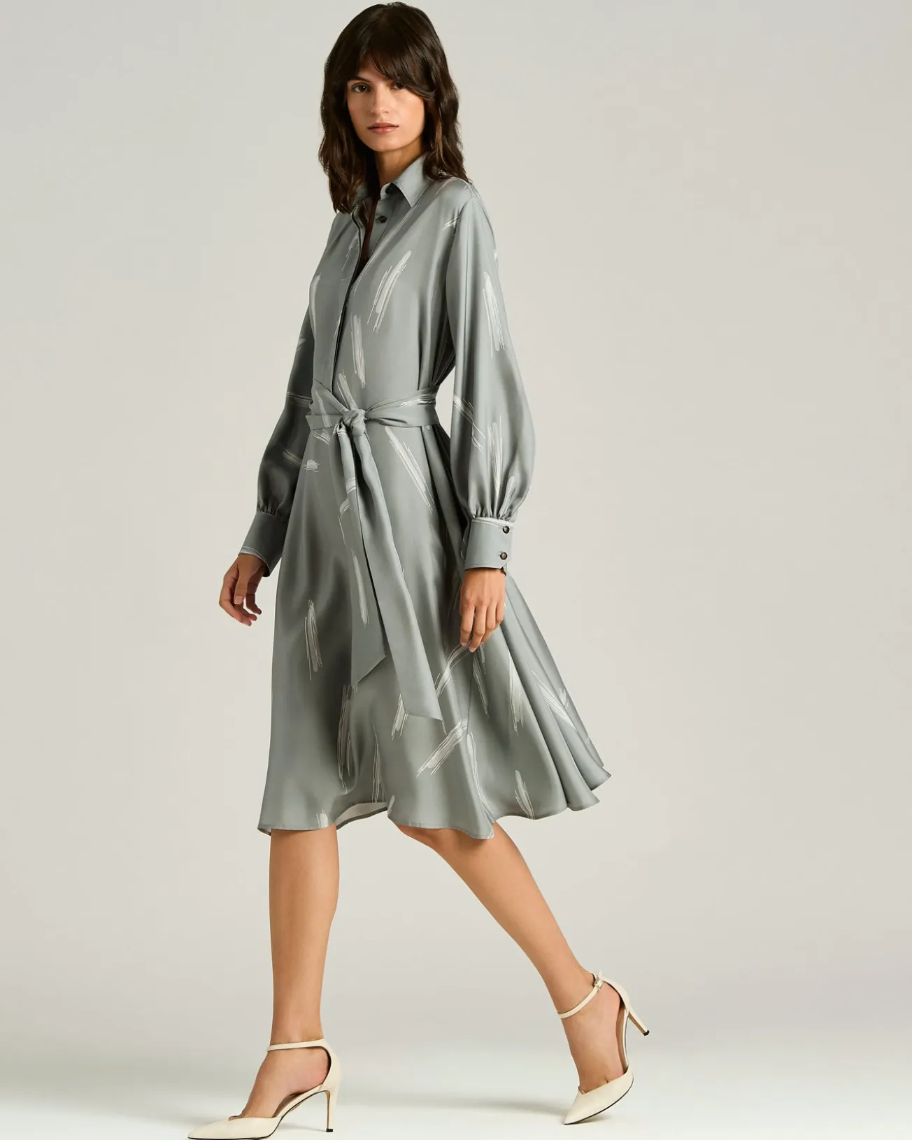 GREY SILK SATIN DRESS