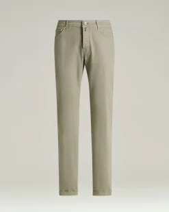 GREY STRETCH COTTON FIVE POCKET TROUSERS