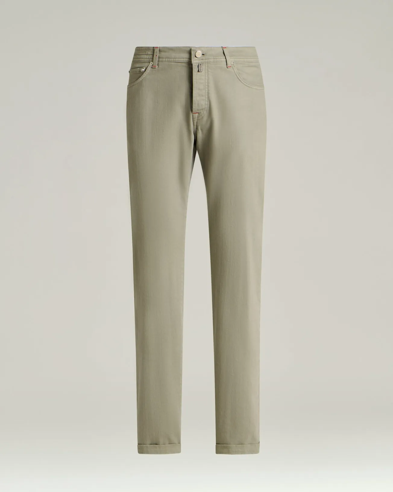 GREY STRETCH COTTON FIVE POCKET TROUSERS