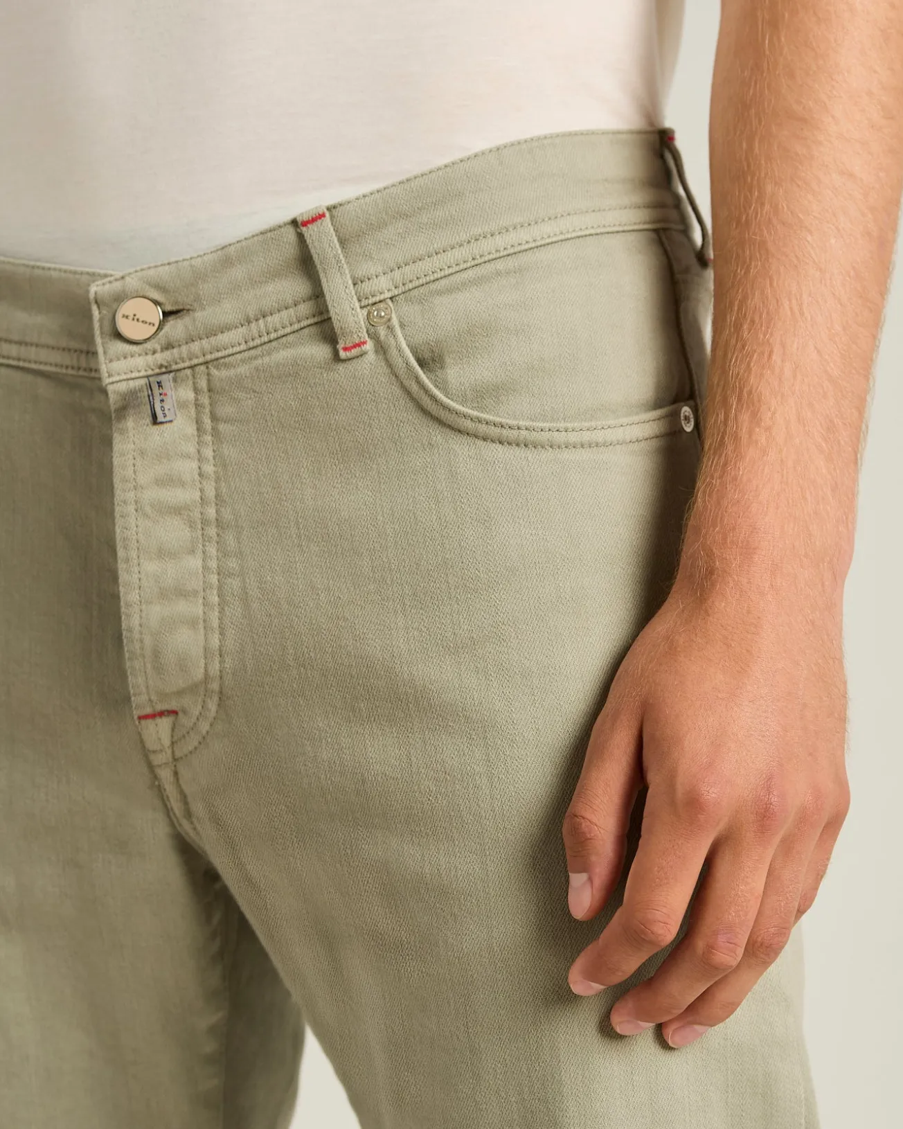 GREY STRETCH COTTON FIVE POCKET TROUSERS