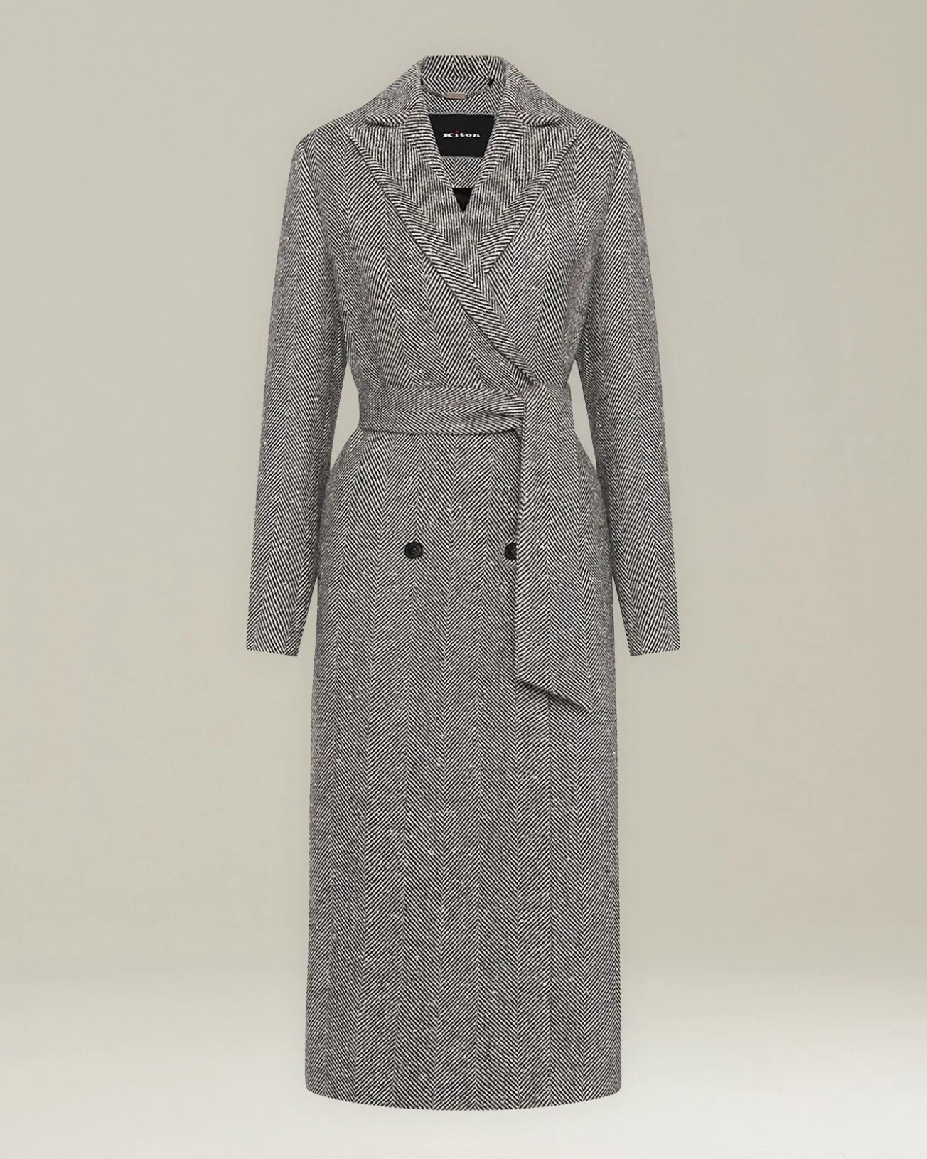 HERRINGBONE CASHMERE DOUBLE-BREASTED COAT