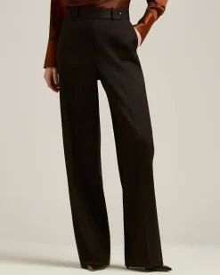 HIGH-WAIST PALAZZO TROUSERS IN STRETCH VIRGIN WOOL DARK BROWN
