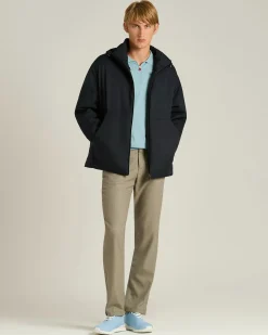 HOODED TECHNICAL FABRIC JACKET IN NAVY BLUE