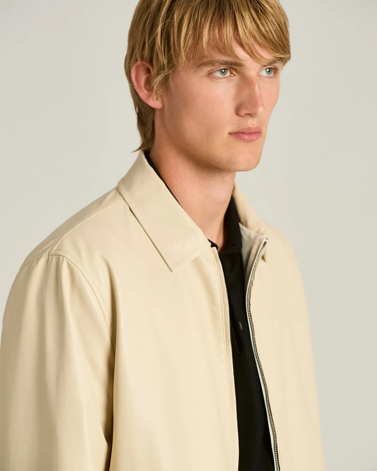 IVORY LAMBSKIN BOMBER JACKET